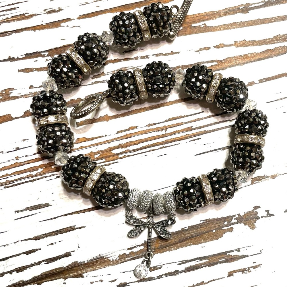 Elegant Black and Silver Beaded Pet Necklace